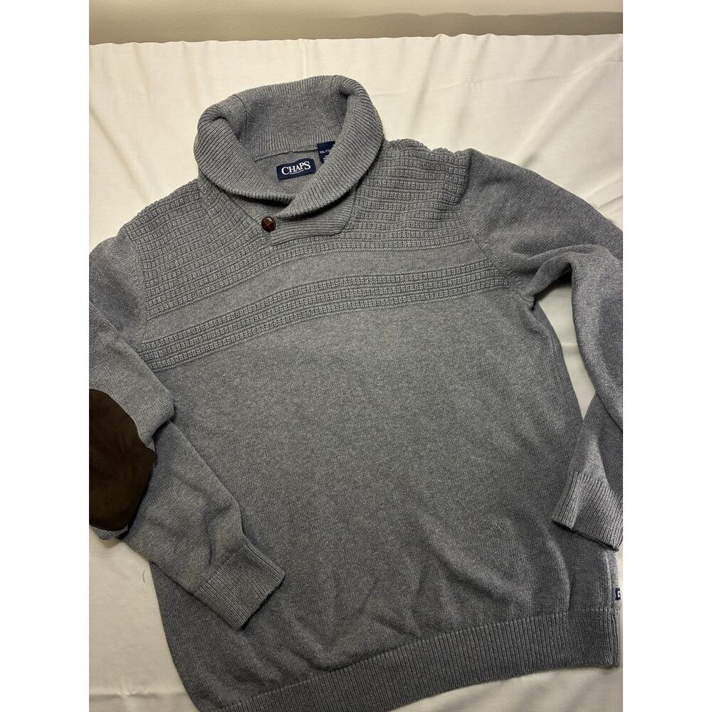 VTG Chaps Ralph Lauren Men's 2XL Pullover Sweater Elbow Patch Knit Single Button